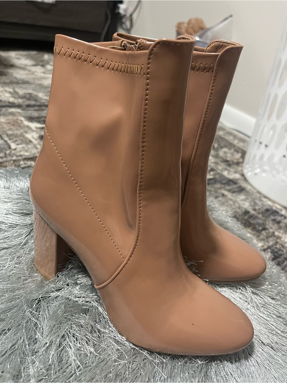 TOP Moda Tan High Block Heel Ankle Boots